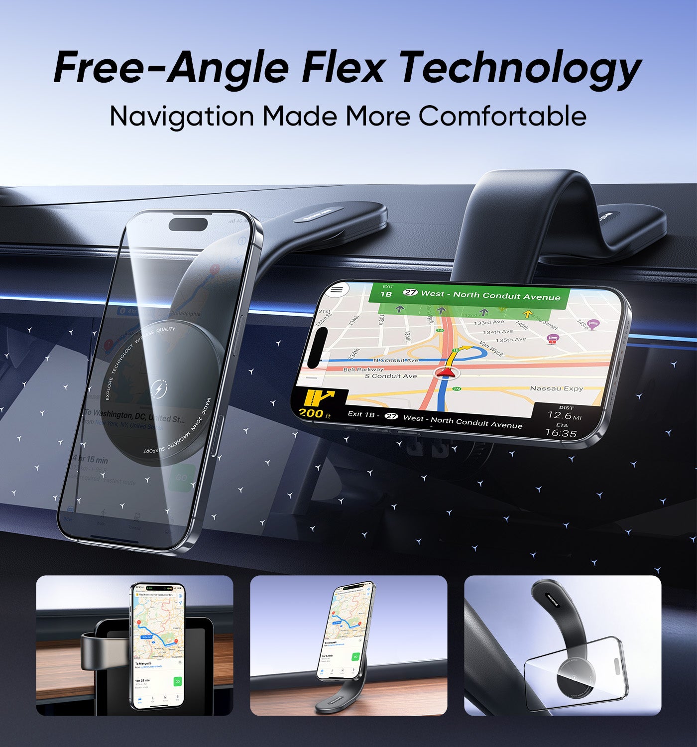 MAGIC JOHN Magnetic Car Mount with Wireless Charging