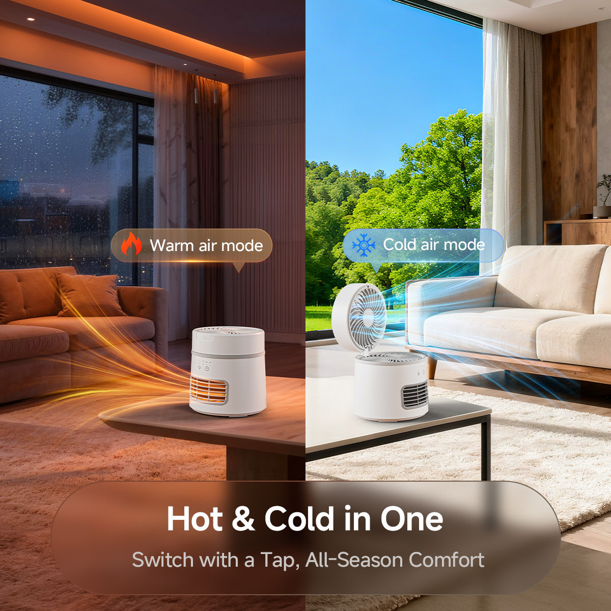 MAGIC JOHN 2-in-1 Portable Desktop Hot & Cool Fan