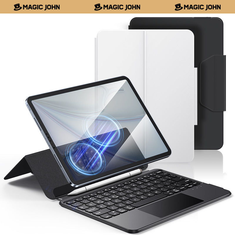 MAGIC JOHN Portable Bluetooth Magic Keyboard Case with iPad 8''–11''