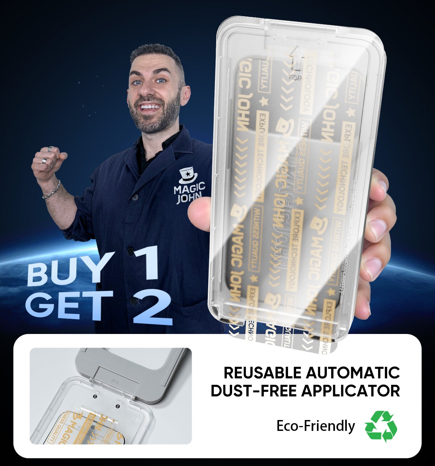 MAGIC JOHN Upgraded Screen Protector for Samsung - Automatic Dust Free Eco-Friendly Protection