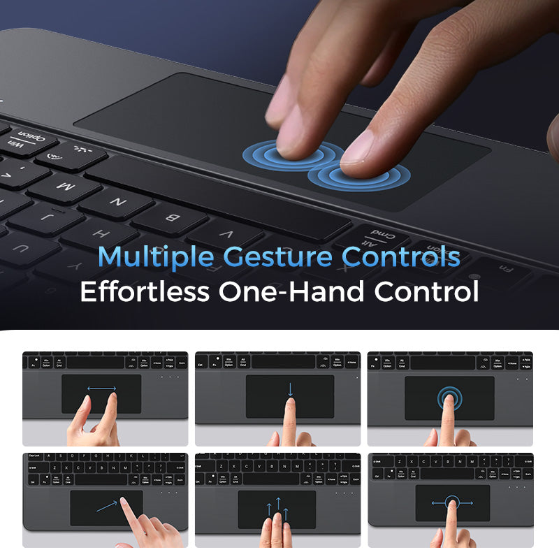 MAGIC JOHN Portable Bluetooth Magic Keyboard Case with iPad 8''–11''