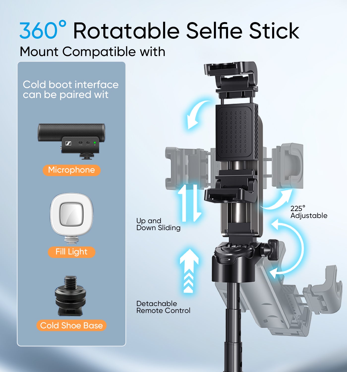 MAGIC JOHN Portable multifunctional selfie stick