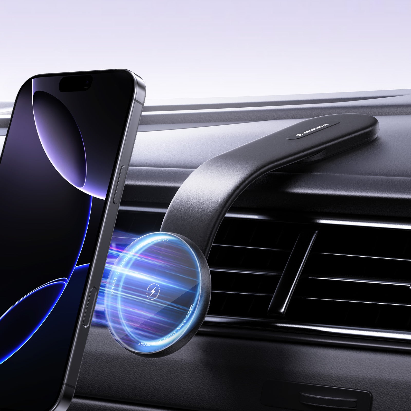 MAGIC JOHN Magnetic Car Mount with Wireless Charging