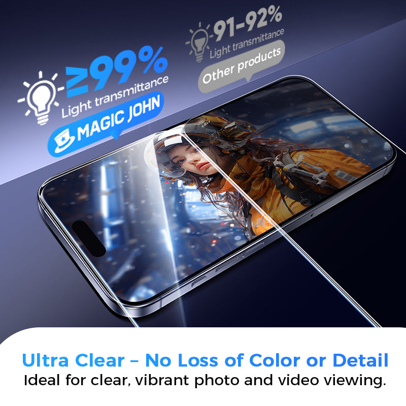 MAGIC JOHN Upgraded Screen Protector for iPhone 17/Air/Pro/Pro Max- Automatic Dust Free Eco-Friendly Protection