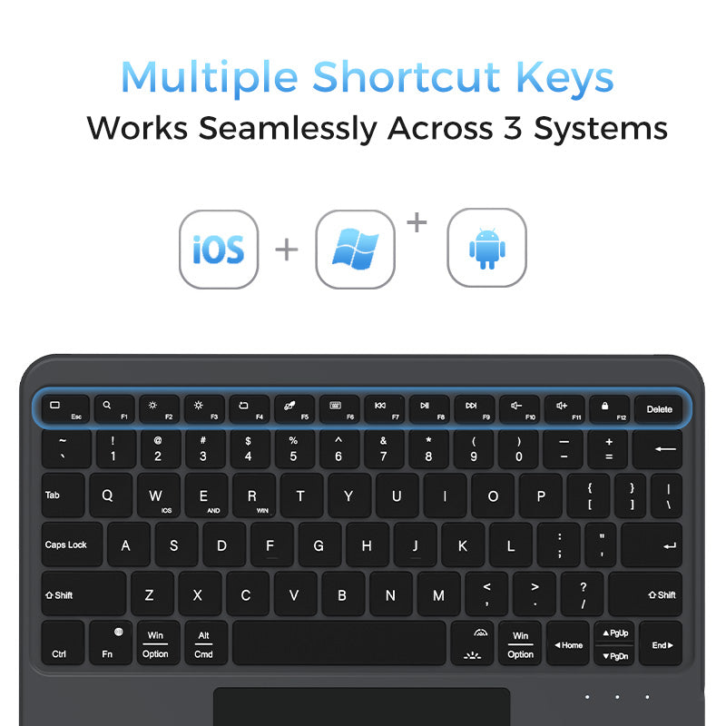 MAGIC JOHN Portable Bluetooth Magic Keyboard Case with iPad 8''–11''
