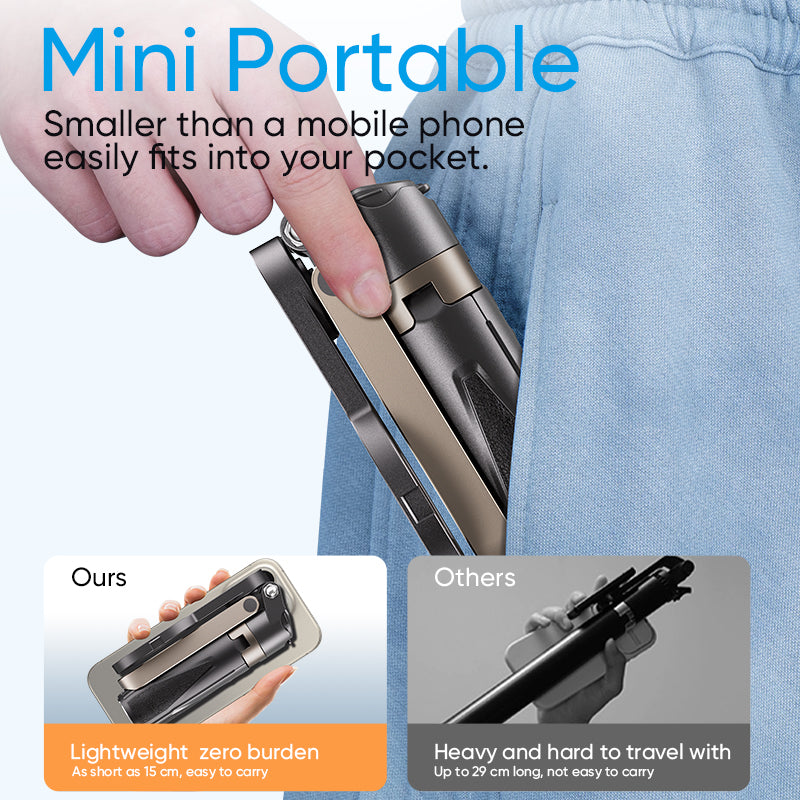 MAGIC JOHN Mini Portable 4-IN-1 Magnetic Selfie Stick