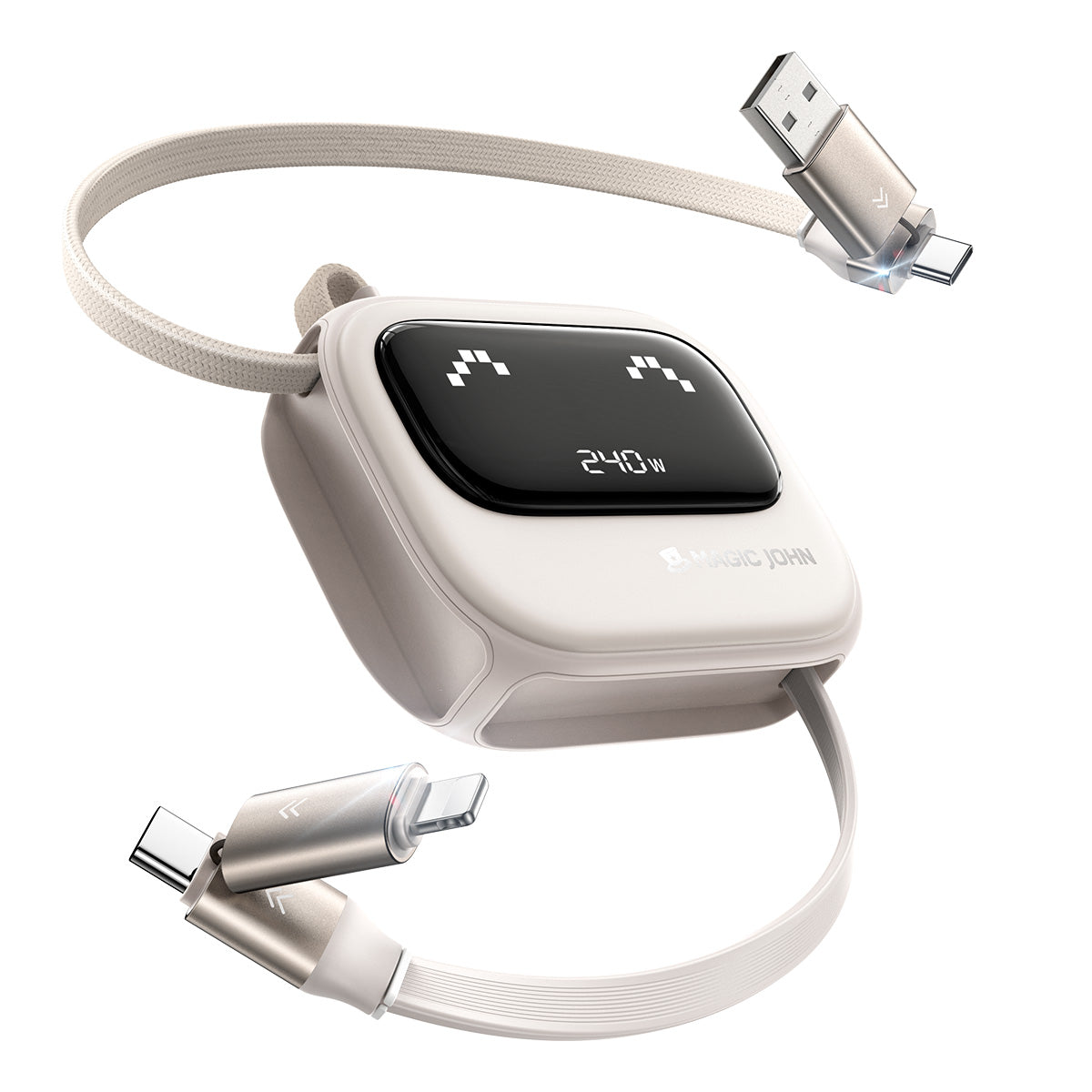 MAGIC JOHN 4-in-1 Retractable 240W Fast Charging Cable