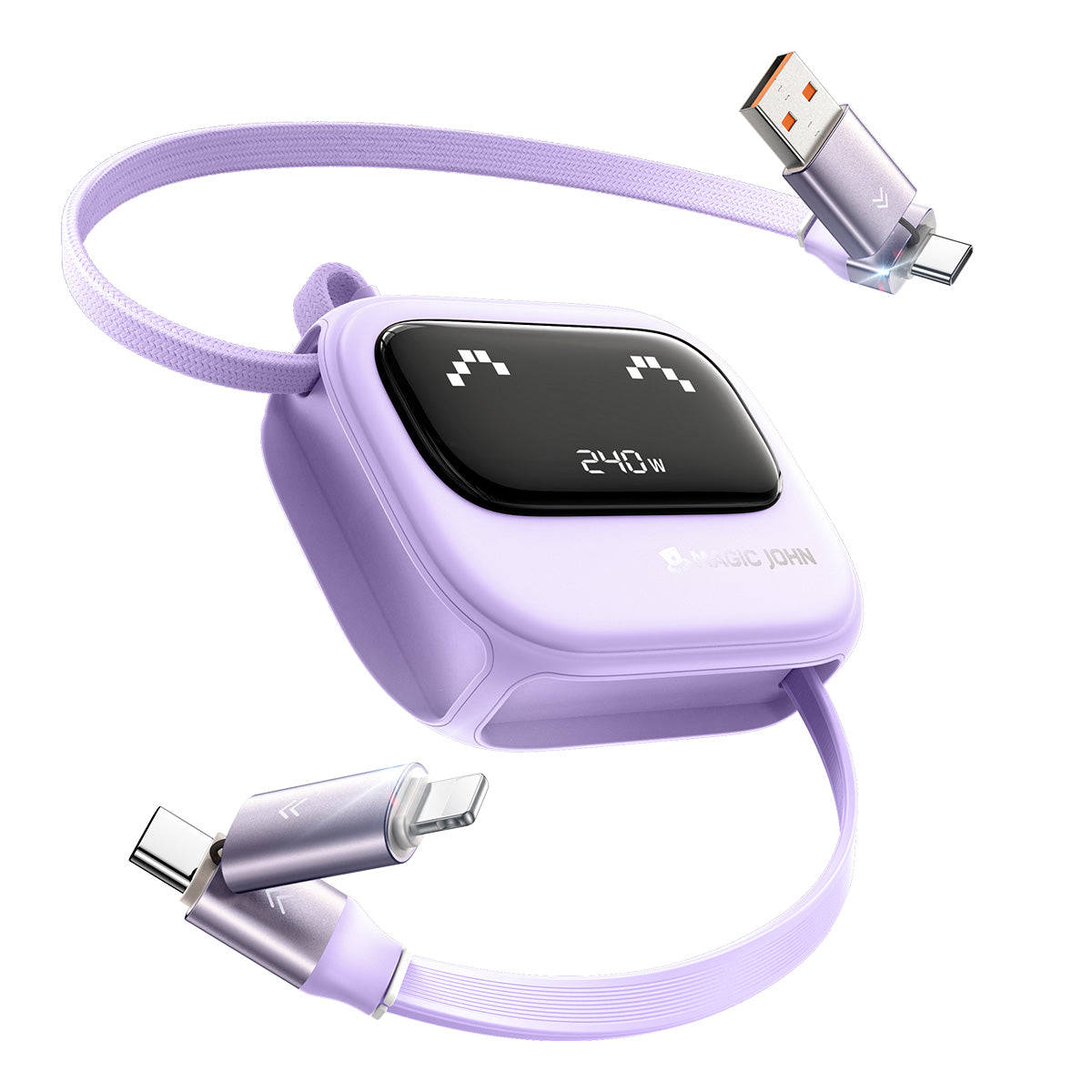 MAGIC JOHN 4-in-1 Retractable 240W Fast Charging Cable
