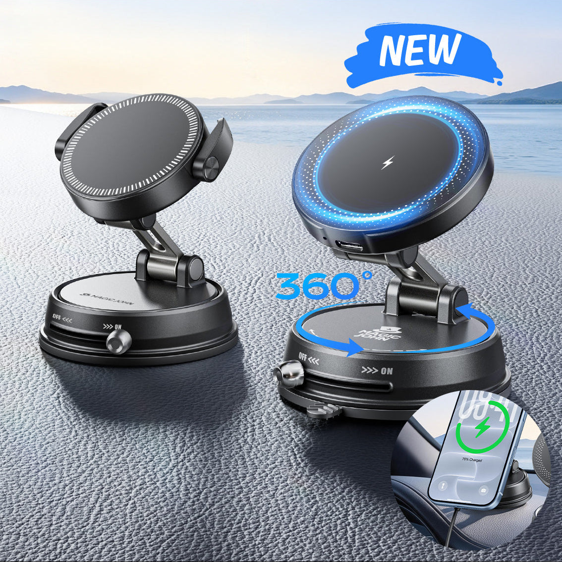 Support voiture magnétique clipsable 360°