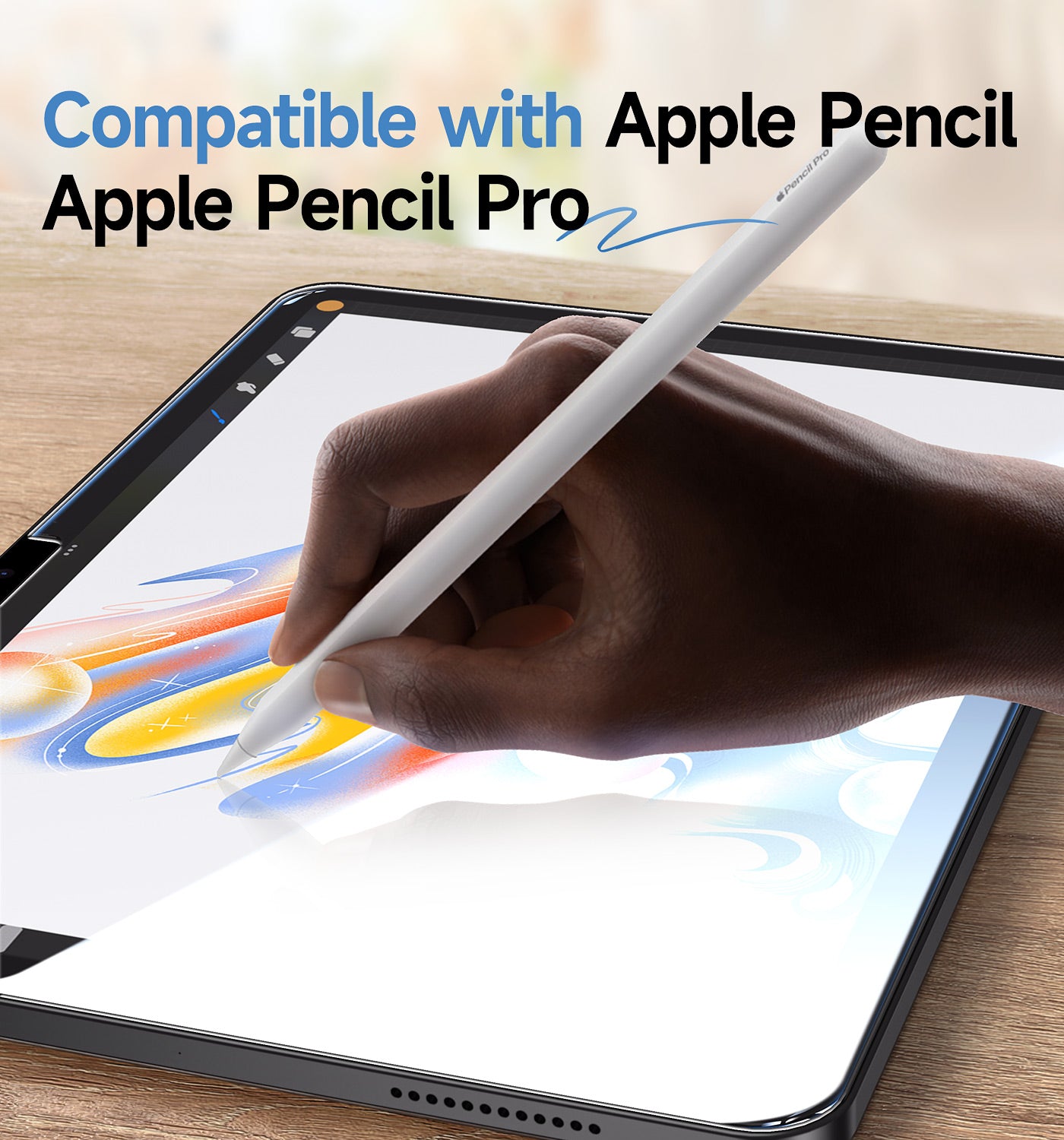 MAGIC JOHN Screen Protector for iPad Tempered Glass Film Case Friendly & Apple Pencil Compatible