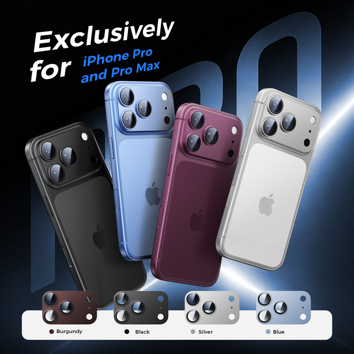 Protecteur d'objectif en saphir pour caméra iPhone 17 Pro/Pro Max