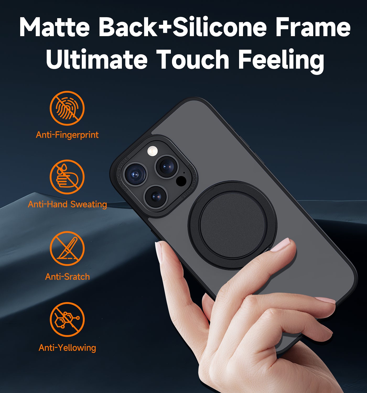 Magic John Phone Case 360° Rotatable Stand with Magnetic Supports in Car Holder and Wireless Charging