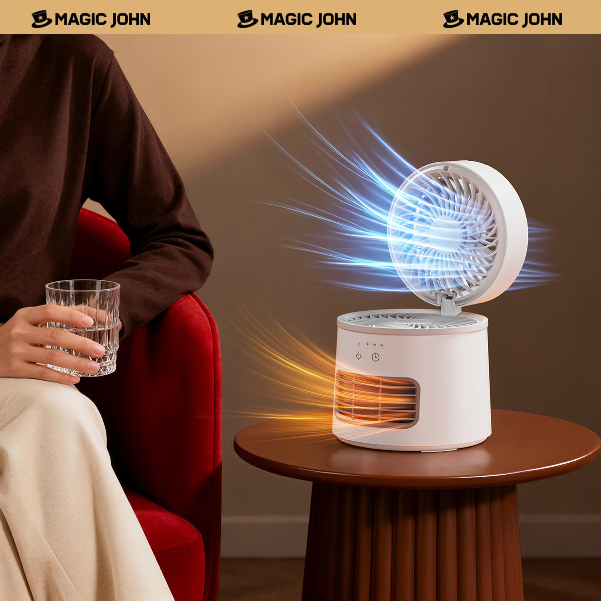 MAGIC JOHN 2-in-1 Portable Desktop Hot & Cool Fan