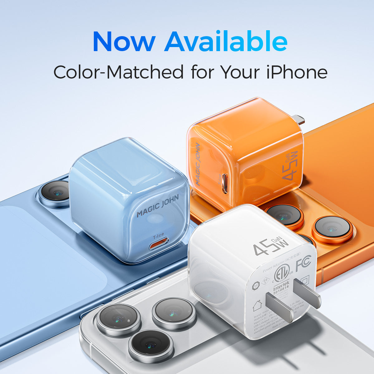 MAGIC JOHN 45W USB-C Fast Charger-Compact Power Adapter for iPhone 17/16/15 Pro Max/Air