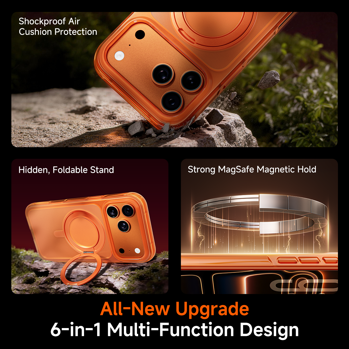 MAGIC JOHN iPhone 17 Guardian Air Cushion Kickstand Case with Magsafe