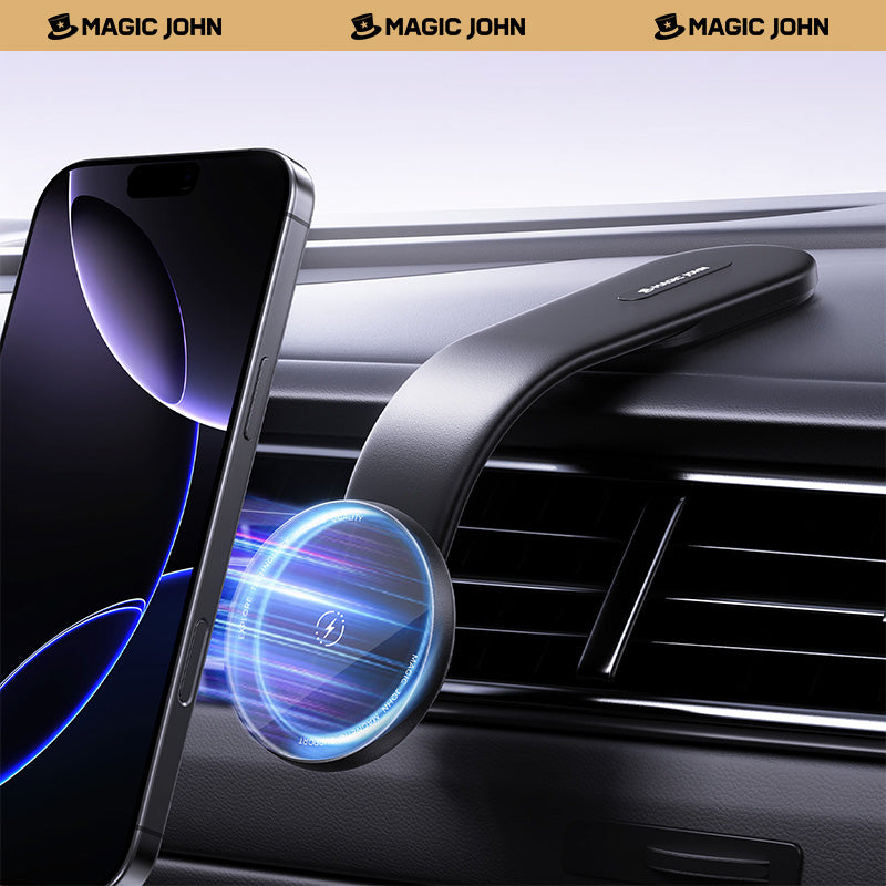 MAGIC JOHN Magnetic Car Mount with Wireless Charging