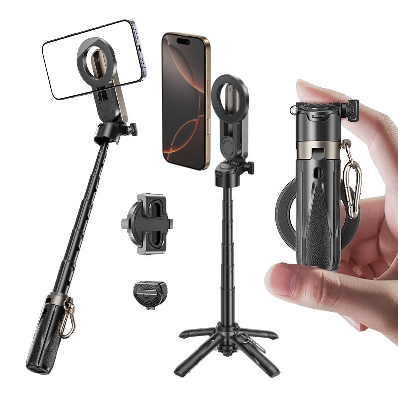 MAGIC JOHN Mini Portable 4-IN-1 Magnetic Selfie Stick