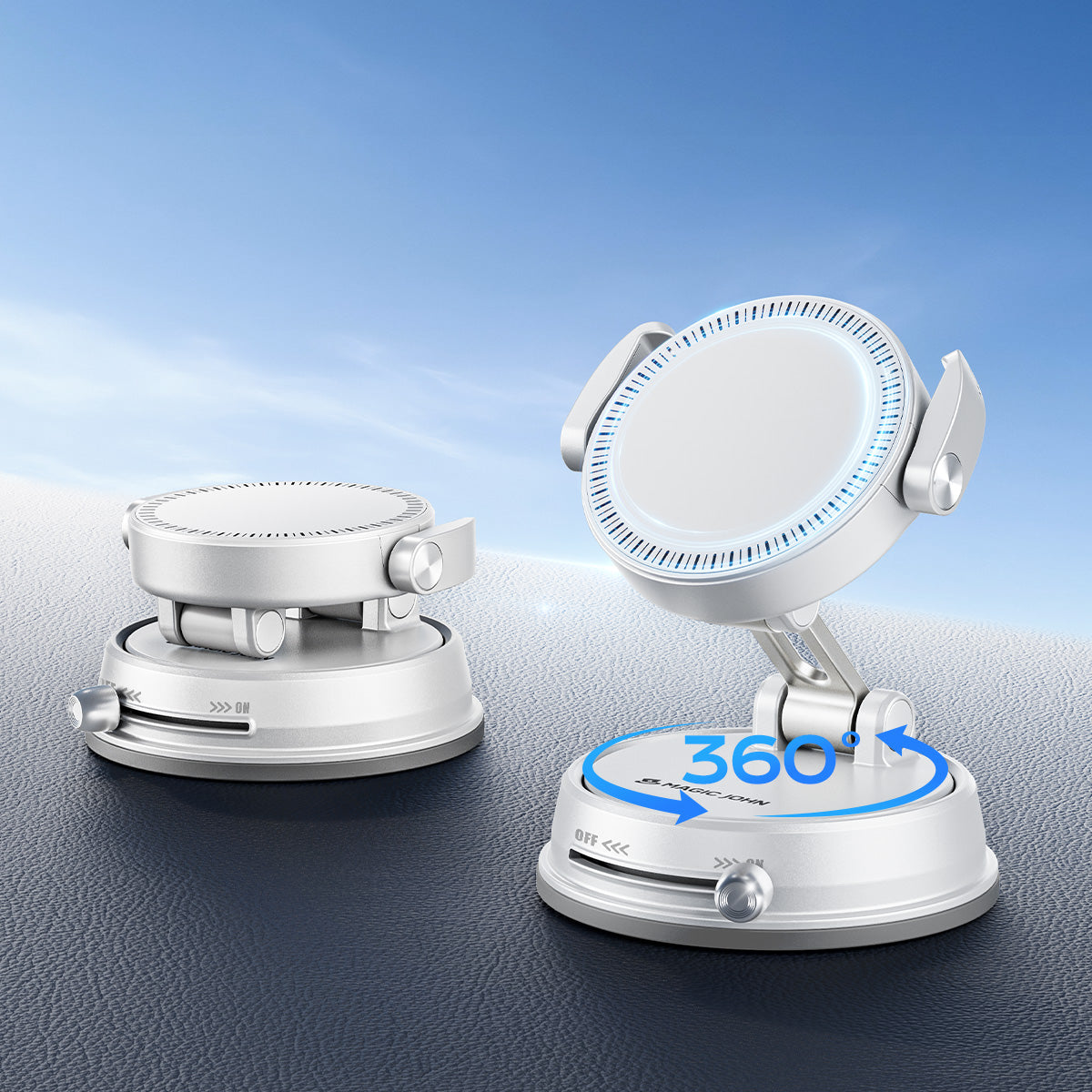 MAGIC JOHN 360° Adjustable Clip-On Car Magnetic Phone Holder