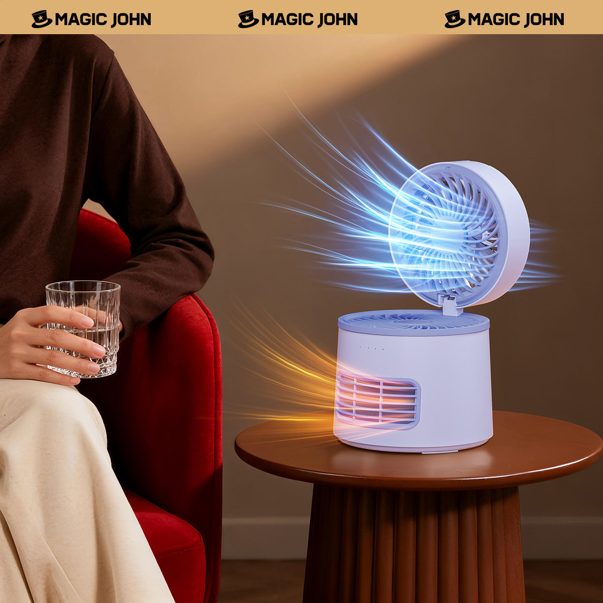MAGIC JOHN 2-in-1 Portable Desktop Hot & Cool Fan