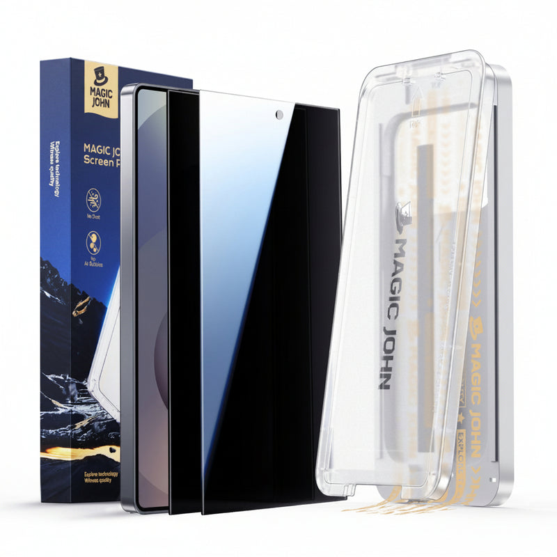 MAGIC JOHN screen protector packaging with a clear protective film