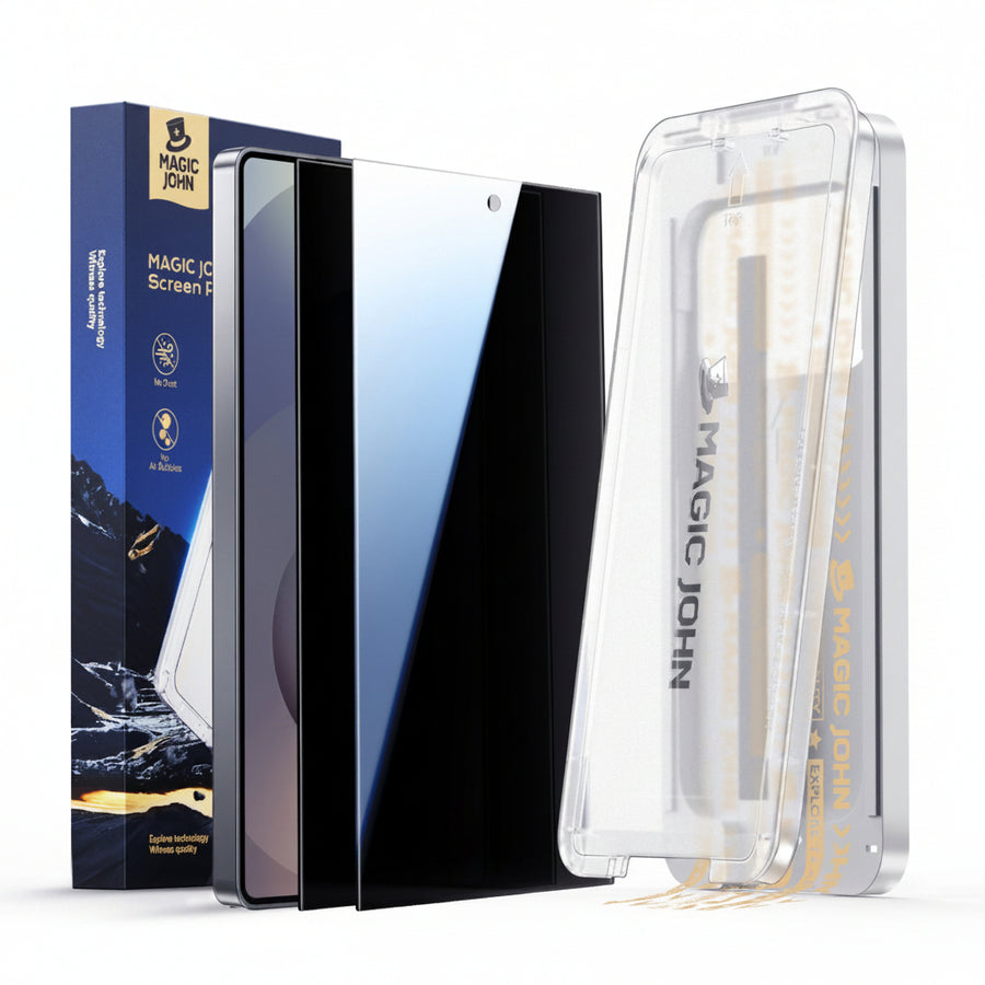MAGIC JOHN screen protector packaging with a clear protective film