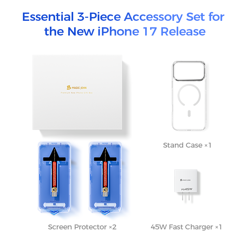 MAGIC JOHN 3 Piece Accessory Set for iPhone 17 / Air / Pro / Pro Max