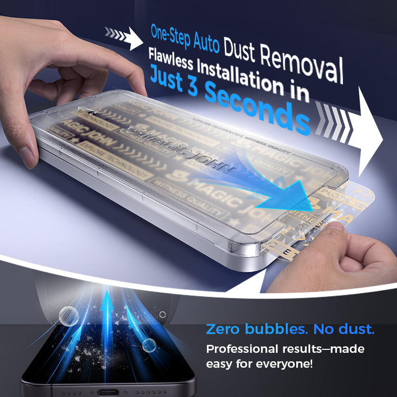 MAGIC JOHN Upgraded Screen Protector for iPhone 17/Air/Pro/Pro Max- Automatic Dust Free Eco-Friendly Protection