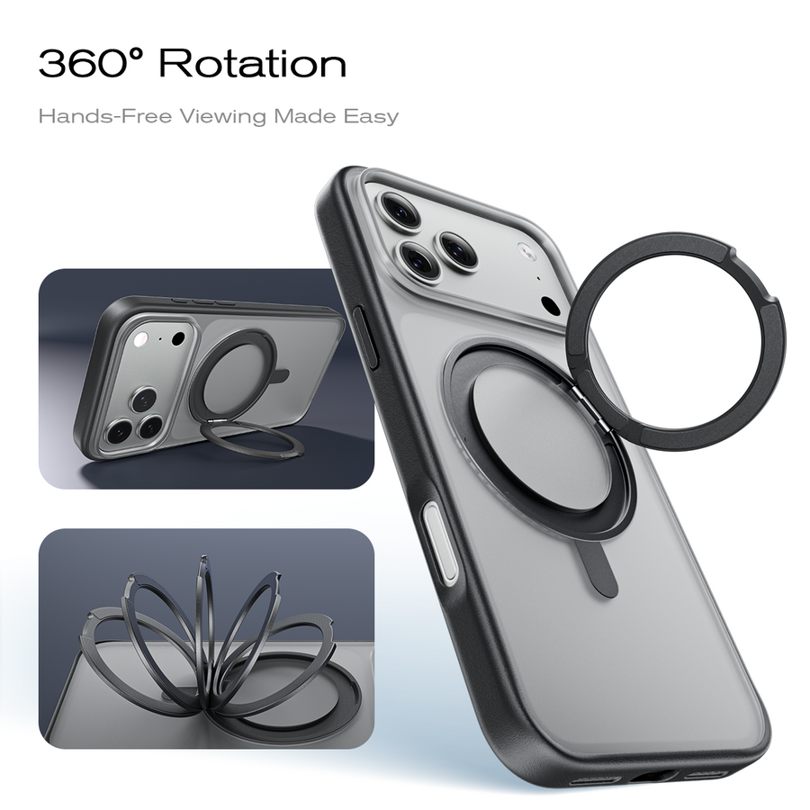 iPhone 17 K128 360° Magnetic Ring Stand Phone Case
