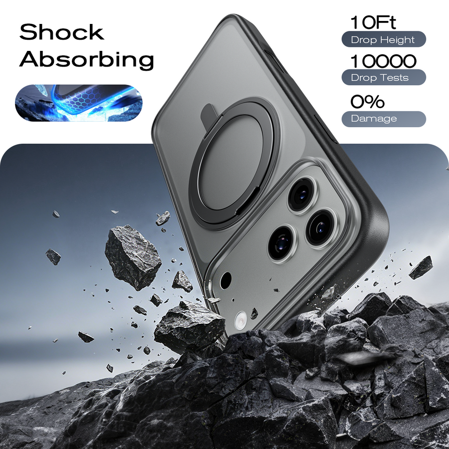 iPhone 17 K128 360° Magnetic Ring Stand Phone Case