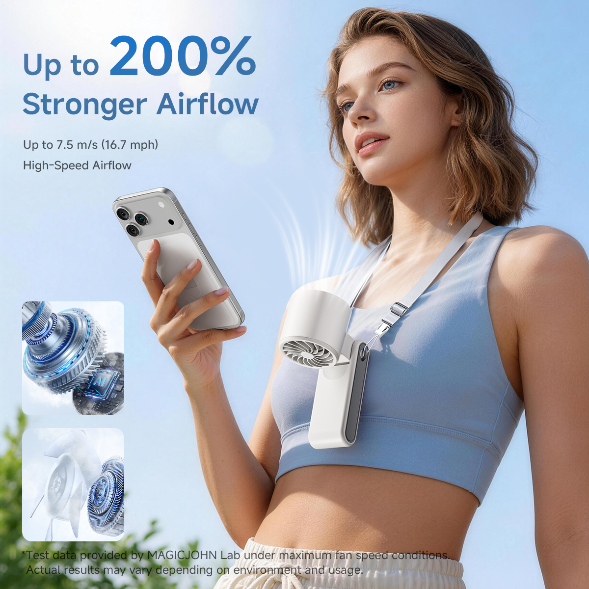 MAGIC JOHN 3 in 1 Mini Handheld Foldable Cooling Fan