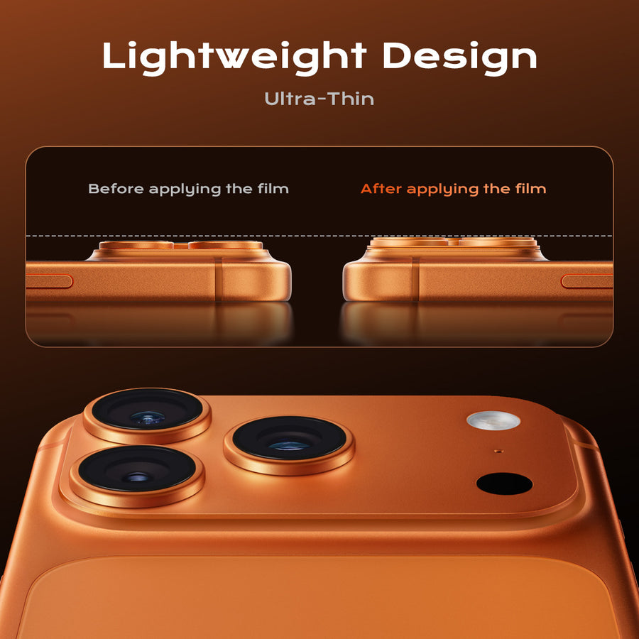 MAGIC JOHN Magnetic Lens Protector: Ultra-thin film before and after application on phone camera