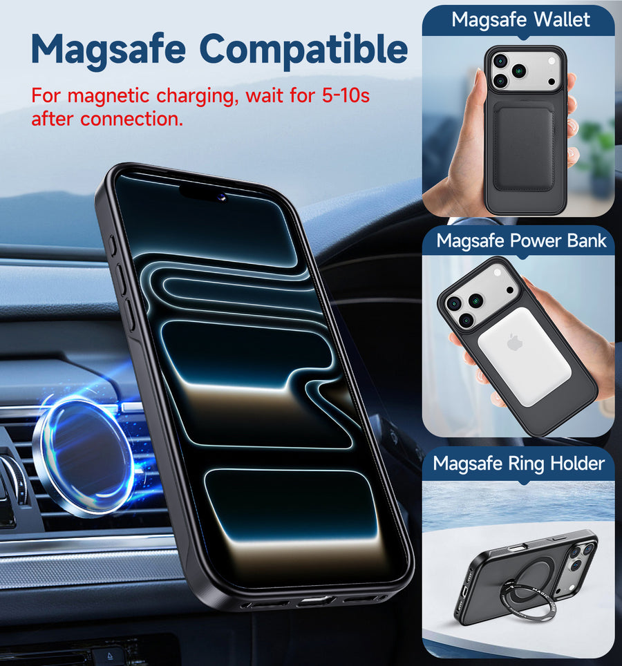 MAGIC JOHN iPhone case with Magsafe wallet, power bank, and ring holder. MagSafe compatible.