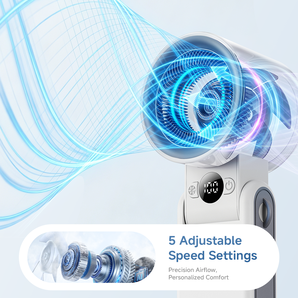 MAGIC JOHN 3 in 1 Mini Handheld Foldable Cooling Fan