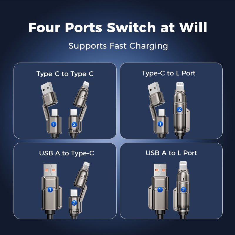 4-in-1 USB-C 65W Fast Charging Cable