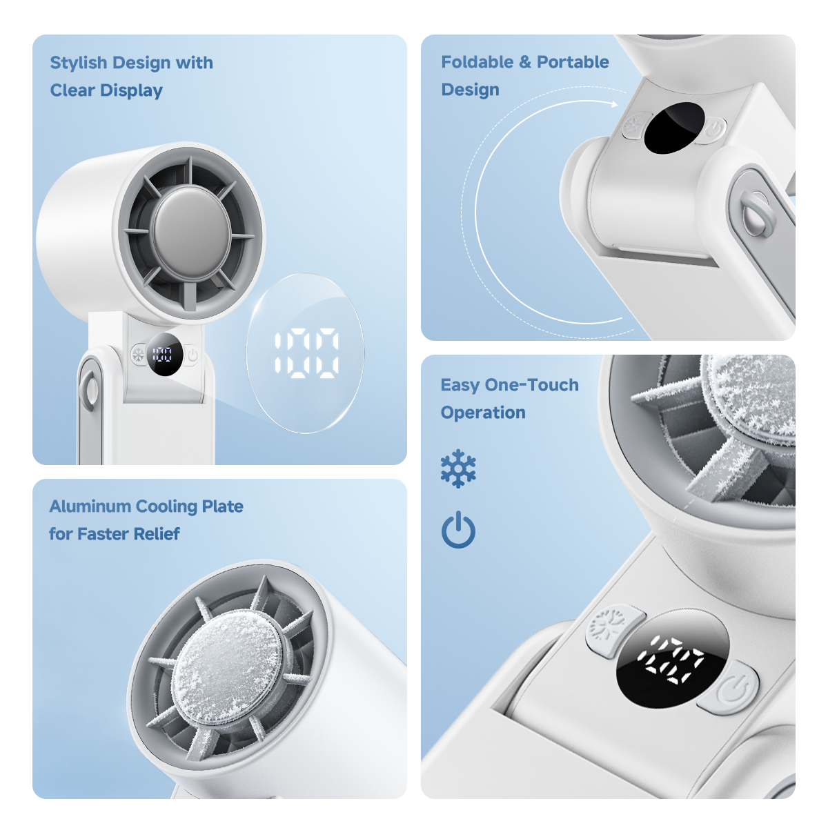 MAGIC JOHN 3 in 1 Mini Handheld Foldable Cooling Fan