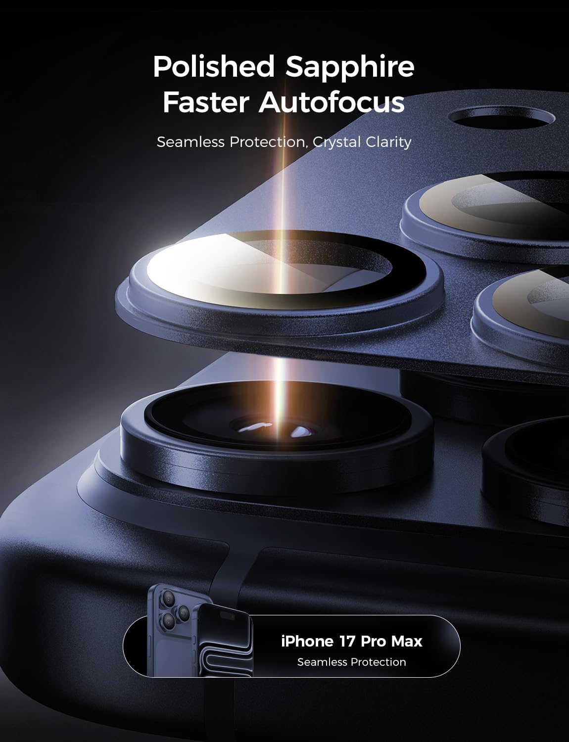 iPhone 17 Pro/Pro Max Sapphire Camera Lens Protector