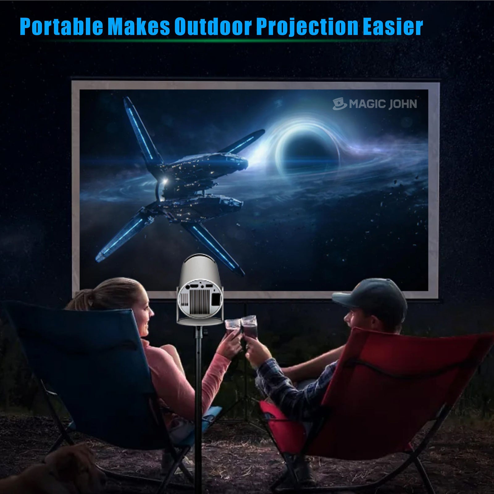 MAGIC JOHN 4K HD Portable Projector with WiFi Dual Band