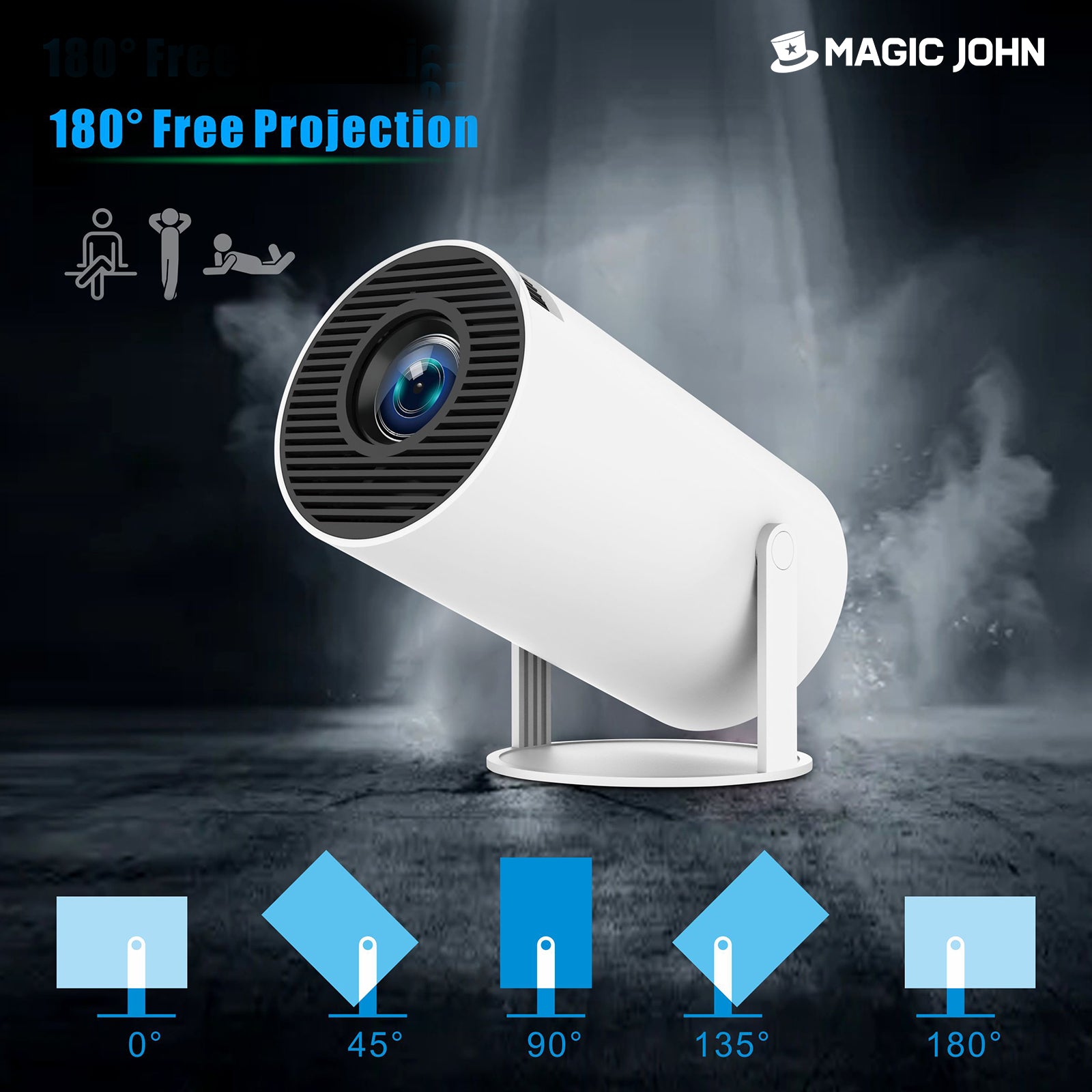 MAGIC JOHN 4K HD Portable Projector with WiFi Dual Band