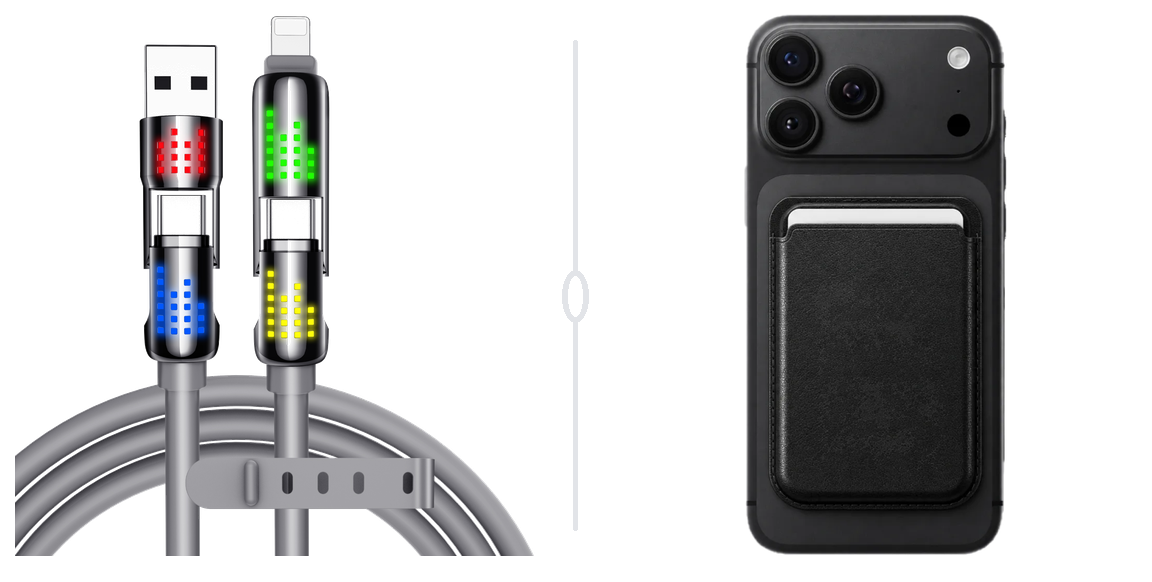 Black wallet stand with phone